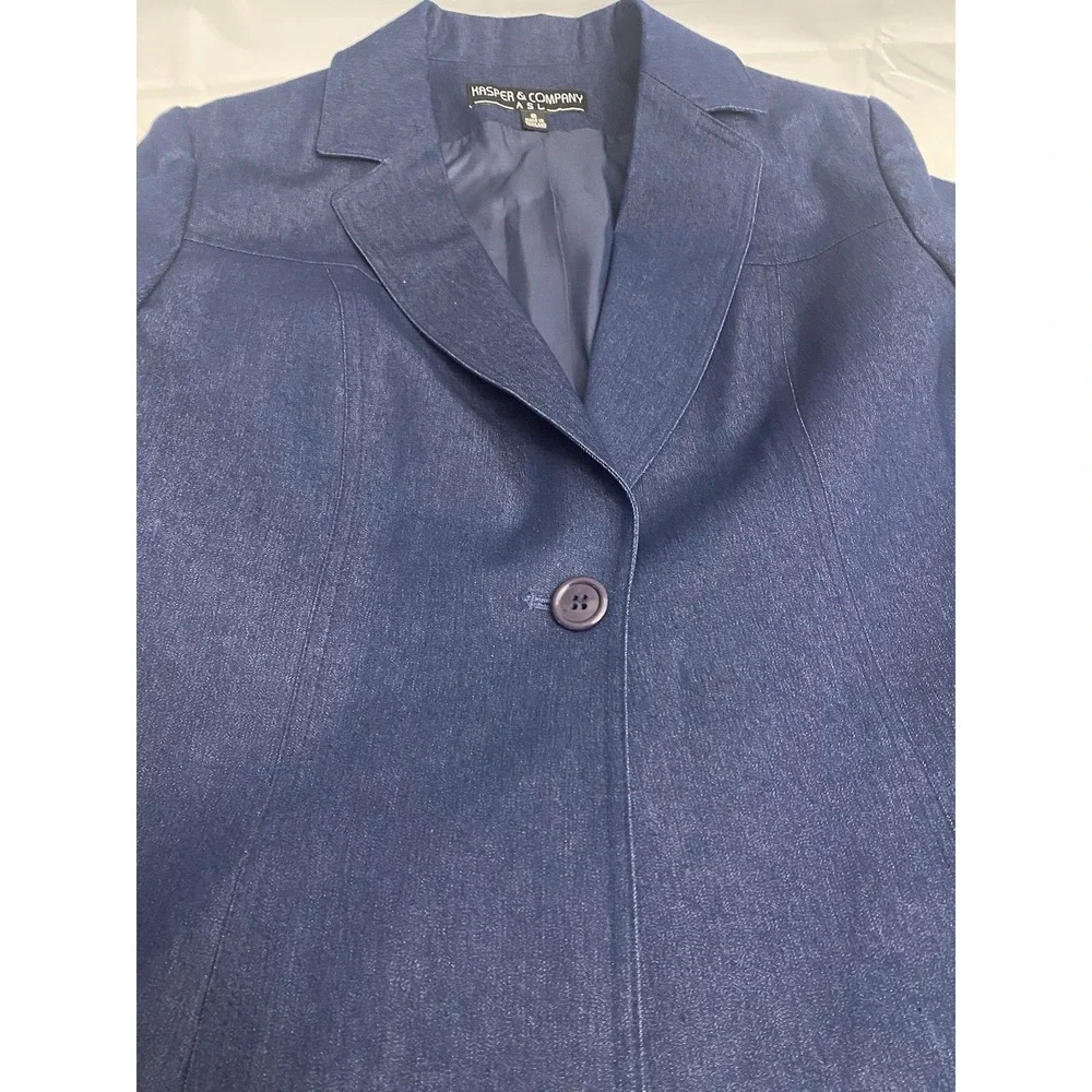 NWT Kasper & Co ASL Blue Blazer‎ Suit Jacket Size 8 One Button  Long Line